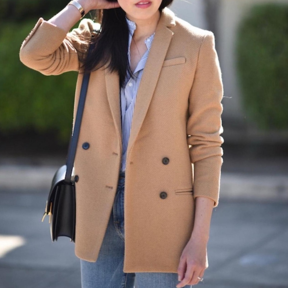 Banana Republic Camel Double-Breasted Blazer Coat
